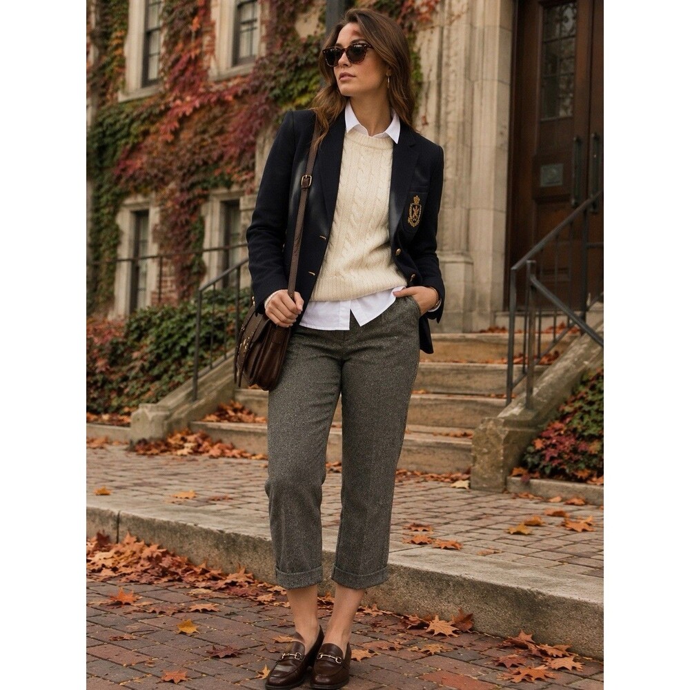 Vtg Gap 2005 Wool Blend Tweed Cropped Trousers Pants Ivy League Heritage Prep